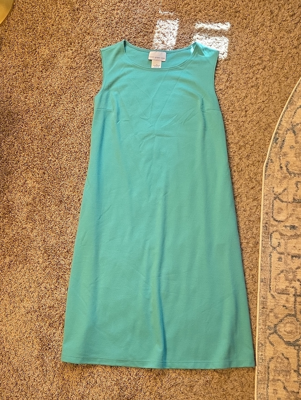 Susan Graver Sleeveless Teal Midi Shift Dress